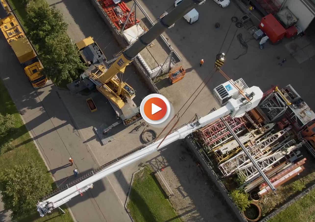 Drone shots offshore crane boom modification
